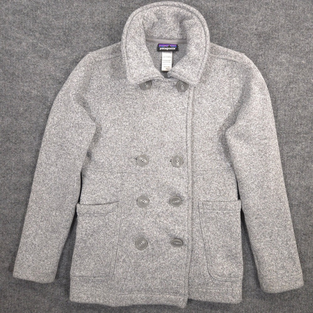 Patagonia Better Sweater Peacoat Womens XS Gray Heather Double Breasted Fleece‎
